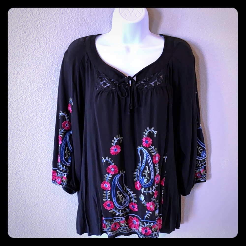 Black embroidered blouse